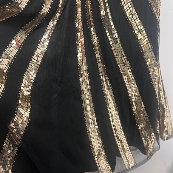 Fundaisy 1920 Long Gown Sequin Maxi Dress Black Gold Costume Size Small - Picture 7 of 12